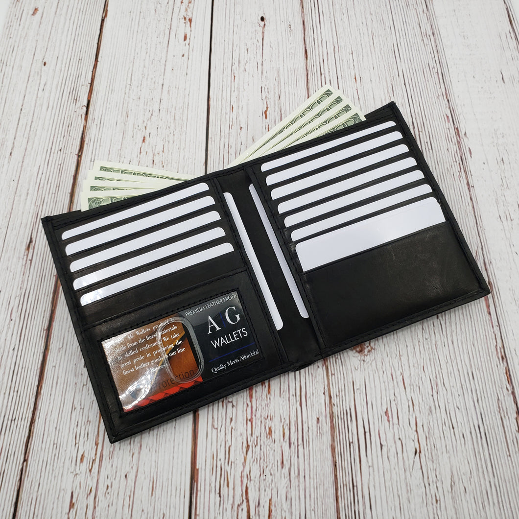 AG Wallets RFID Protected European Wallet: Cow Leather, 13 Card Slots, 1 ID Slot & 2 Spacious Bill Compartments for Effortless Organization