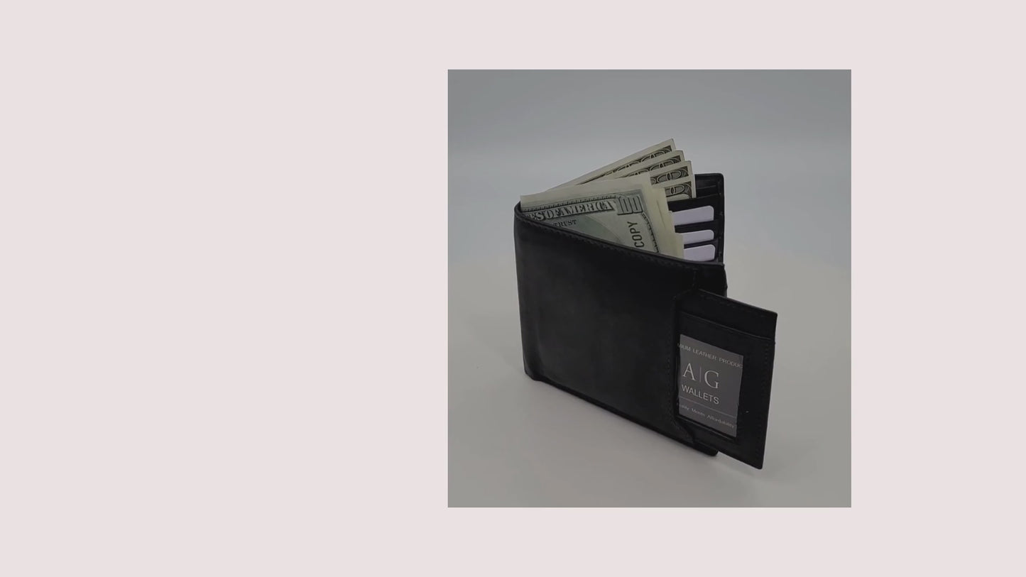 AG Wallets Leather Men's RFID Bifold Wallet with Removable ID Holder – Slim 2-in-1 Leather Card Organizer