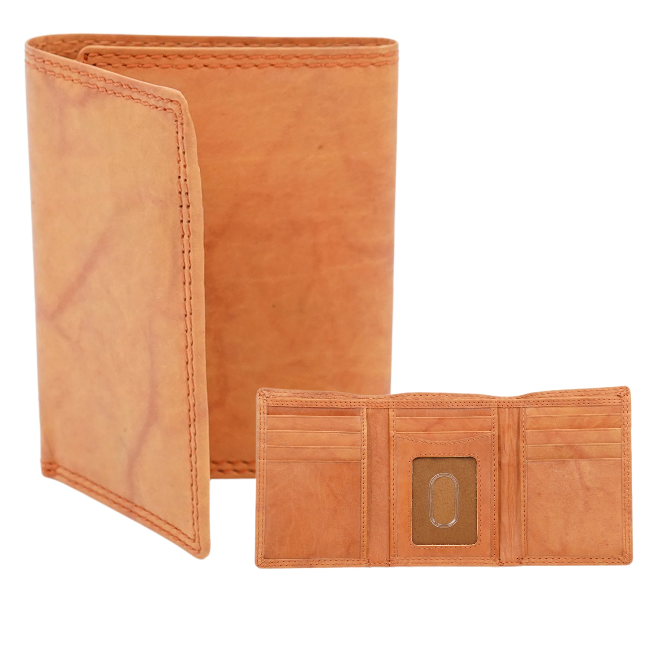 RFID Trifold Wallet – Vintage Brown Napa Leather – AG Wallets