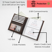 Load image into Gallery viewer, AG Wallets RFID Protected European Wallet: Cow Leather, 13 Card Slots, 1 ID Slot &amp; 2 Spacious Bill Compartments for Effortless Organization
