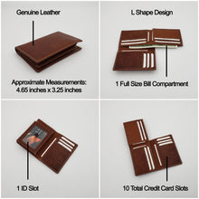 Load image into Gallery viewer, AG Wallets Mens L Shape Distressed Brown Leather Bifold Minimalist Wallet
