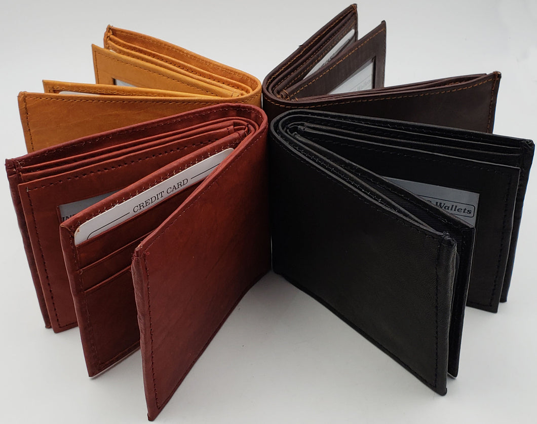 AG Wallets Mens 3 ID Wallet Cowhide Leather Bifold Multi Card Holder