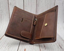 Load image into Gallery viewer, AG Wallets Vintage Distressed Leather Hipster Wallet with Coin Pocket
