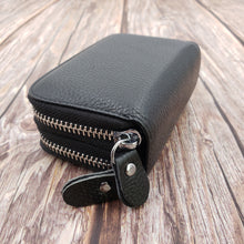 Load image into Gallery viewer, AG Wallets Unisex Small Cow Leather RFID Double Zipper Credit Card Holder Organ-Style Coin Wallet

