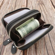 Load image into Gallery viewer, AG Wallets Unisex Small Cow Leather RFID Double Zipper Credit Card Holder Organ-Style Coin Wallet
