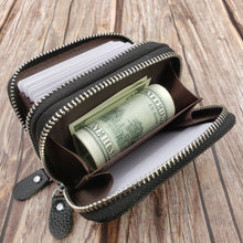 Load image into Gallery viewer, AG Wallets Unisex Small Cow Leather RFID Double Zipper Credit Card Holder Organ-Style Coin Wallet
