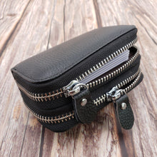 Load image into Gallery viewer, AG Wallets Unisex Small Cow Leather RFID Double Zipper Credit Card Holder Organ-Style Coin Wallet
