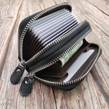Load image into Gallery viewer, AG Wallets Unisex Small Cow Leather RFID Double Zipper Credit Card Holder Organ-Style Coin Wallet
