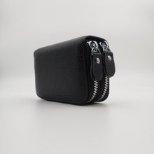 Load image into Gallery viewer, AG Wallets Unisex Small Cow Leather RFID Double Zipper Credit Card Holder Organ-Style Coin Wallet
