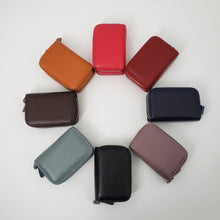 Load image into Gallery viewer, AG Wallets Unisex Small Cow Leather RFID Double Zipper Credit Card Holder Organ-Style Coin Wallet
