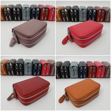 Load image into Gallery viewer, AG Wallets Unisex Small Cow Leather RFID Double Zipper Credit Card Holder Organ-Style Coin Wallet
