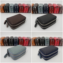 Load image into Gallery viewer, AG Wallets Unisex Small Cow Leather RFID Double Zipper Credit Card Holder Organ-Style Coin Wallet
