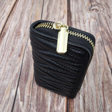 Load image into Gallery viewer, AG Wallets Quilted Genuine Leather RFID Credit Card Holder, Zip Around Organ-Style Coin Wallet
