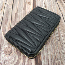 Load image into Gallery viewer, AG Wallets Quilted Genuine Leather RFID Credit Card Holder, Zip Around Organ-Style Coin Wallet
