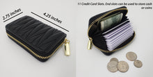 Load image into Gallery viewer, AG Wallets Quilted Genuine Leather RFID Credit Card Holder, Zip Around Organ-Style Coin Wallet
