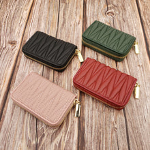 Load image into Gallery viewer, AG Wallets Quilted Genuine Leather RFID Credit Card Holder, Zip Around Organ-Style Coin Wallet
