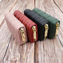 Load image into Gallery viewer, AG Wallets Quilted Genuine Leather RFID Credit Card Holder, Zip Around Organ-Style Coin Wallet
