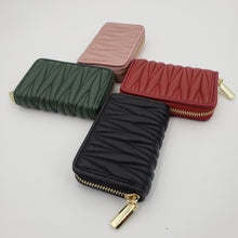 Load image into Gallery viewer, AG Wallets Quilted Genuine Leather RFID Credit Card Holder, Zip Around Organ-Style Coin Wallet
