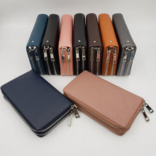 Load image into Gallery viewer, AG Wallets Women&#39;s Double Zipper Leather Large Capacity RFID Wristlet
