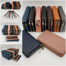 Load image into Gallery viewer, AG Wallets Women&#39;s Double Zipper Leather Large Capacity RFID Wristlet
