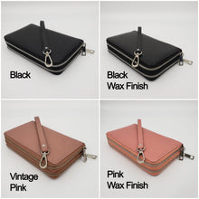 Load image into Gallery viewer, AG Wallets Women&#39;s Double Zipper Leather Large Capacity RFID Wristlet
