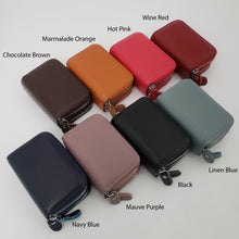 Load image into Gallery viewer, AG Wallets Unisex Small Cow Leather RFID Double Zipper Credit Card Holder Organ-Style Coin Wallet
