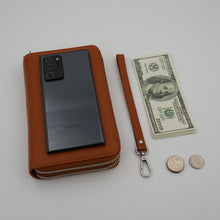 Load image into Gallery viewer, AG Wallets Women&#39;s Double Zipper Leather Large Capacity RFID Wristlet
