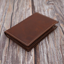 Load image into Gallery viewer, AG Wallets Mens L Shape Distressed Brown Leather Bifold Minimalist Wallet
