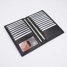 Load image into Gallery viewer, AG Wallets Napa Leather Credit Card Organizer, RFID Long Wallet, 20 Card Holder, Black
