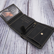 Load image into Gallery viewer, AG Wallets Vintage Distressed Leather Hipster Wallet with Coin Pocket
