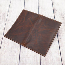 Load image into Gallery viewer, AG Wallets Distressed Brown Cowhide Leather Credit Card Organizer RFID Long Wallet, Holds Up To 20 Cards, 2 Side Cash Slots, 1 ID Slot
