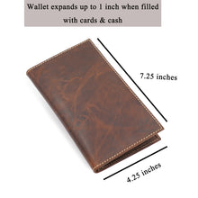 Load image into Gallery viewer, AG Wallets Distressed Brown Cowhide Leather Credit Card Organizer RFID Long Wallet, Holds Up To 20 Cards, 2 Side Cash Slots, 1 ID Slot
