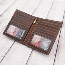 Load image into Gallery viewer, AG Wallets Vintage Brown Full Grain Cow Napa Leather Hipster Bifold Wallet, 2 ID Windows, Thin SlimFold, Removable Inserts, Large Wallet
