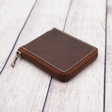 Load image into Gallery viewer, AG Wallets Full Grain Napa Cowhide Leather Mens Zip Around Bifold Wallet, Card ID Cash Security Zipper Wallet
