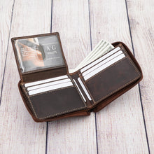 Load image into Gallery viewer, AG Wallets Full Grain Napa Cowhide Leather Mens Zip Around Bifold Wallet, Card ID Cash Security Zipper Wallet
