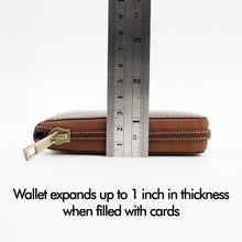 Load image into Gallery viewer, AG Wallets Full Grain Napa Cowhide Leather Mens Zip Around Bifold Wallet, Card ID Cash Security Zipper Wallet
