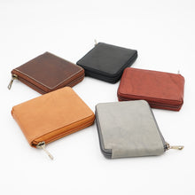 Load image into Gallery viewer, AG Wallets Full Grain Napa Cowhide Leather Mens Zip Around Bifold Wallet, Card ID Cash Security Zipper Wallet
