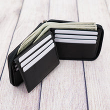 Load image into Gallery viewer, AG Wallets Full Grain Napa Cowhide Leather Mens Zip Around Bifold Wallet, Card ID Cash Security Zipper Wallet
