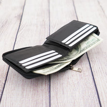 Load image into Gallery viewer, AG Wallets Full Grain Napa Cowhide Leather Mens Zip Around Bifold Wallet, Card ID Cash Security Zipper Wallet
