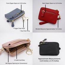 Load image into Gallery viewer, AG Wallets Multifunctional Leather Coin Purse with Key Ring Holder, Holds Credit Cards, Cash, Change, Keys &amp; More
