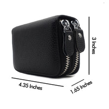 Load image into Gallery viewer, AG Wallets Unisex Small Cow Leather RFID Double Zipper Credit Card Holder Organ-Style Coin Wallet
