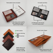 Load image into Gallery viewer, AG Wallets Men&#39;s Leather Hipster Bifold Wallet with RFID Protection and 2 ID Windows

