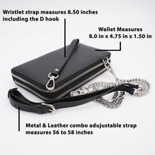 Load image into Gallery viewer, AG Wallets Women Double Zipper Crossbody Wristlet Wallet, Cowhide Leather, Large Capacity, Phone Clutch Travel Purse, Passport Holder, RFID
