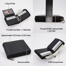 Load image into Gallery viewer, AG Wallets Full Grain Napa Cowhide Leather Mens Zip Around Bifold Wallet, Card ID Cash Security Zipper Wallet
