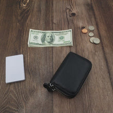 Load and play video in Gallery viewer, AG Wallets Unisex Small Cow Leather RFID Double Zipper Credit Card Holder Organ-Style Coin Wallet
