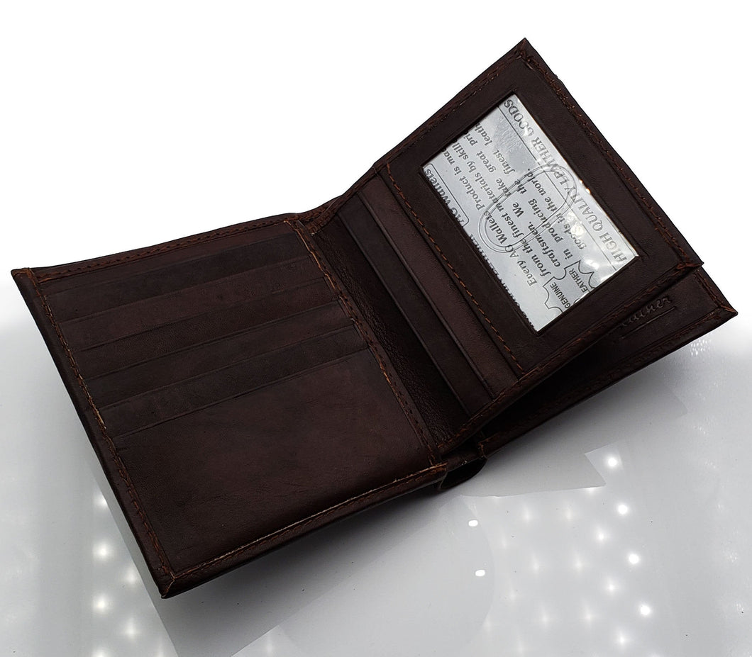 AG Wallets Premium Cowhide Leather Hipster Wallet With Removable Center Flap, Multi Card Holder, 1 ID, 2 Bill Slots